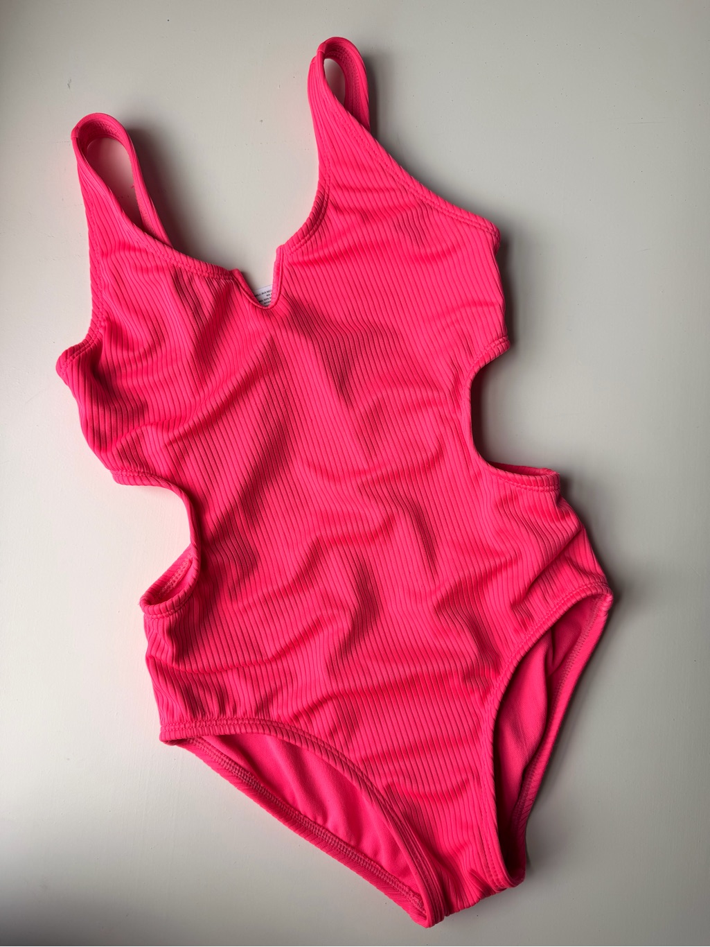 Art Class Neon Pink Girls Bathing Suit With Side Cut Outs
